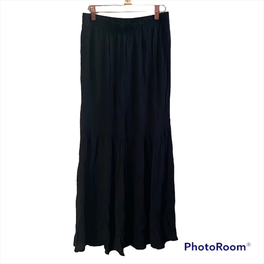 Ivy Jane Black Wide Leg Rayon Pants XS Boho Lagenlook Artsy